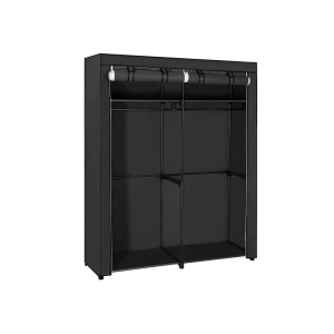 Guarda-roupa SONGMICS, guarda-roupa para quarto com 2 varões, guarda-roupa portátil de tecido, dobrável, cabideiro para armário, 43 x 140 x 174 cm, preto RYG02BK