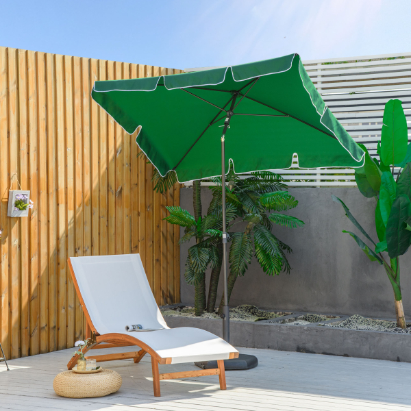 Outsunny Chapéu de Sol Retangular de Jardim 198x130x240cm Chapéu de Sol de Alumínio com Função de Inclinação para Terraço Pátio Exterior Verde - Image 2