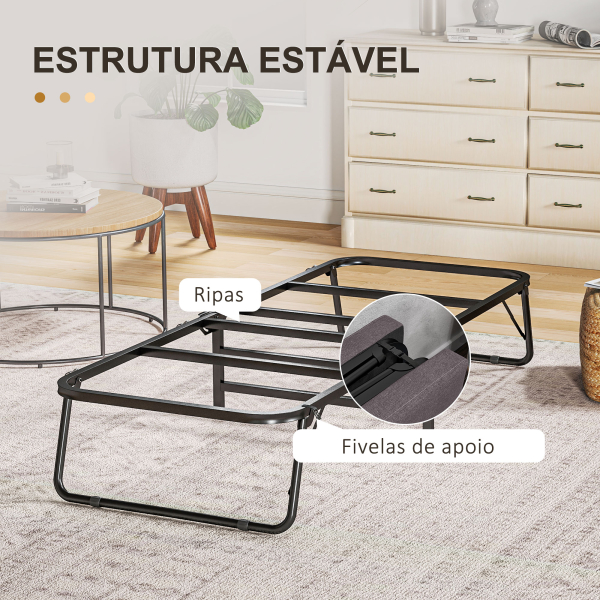 HOMCOM Cama Dobrável 70x180 cm com Colchão de Espuma Cama Dobrável com Encosto Ajustável em 5 Posições e Rodas Marrom - Image 8