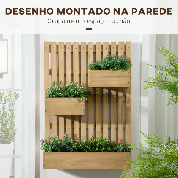 Outsunny Floreira de Parede com Treliça de Madeira 60x16x80 cm Madeira - Image 4