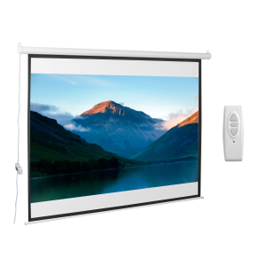 HOMCOM Tela de Projeção Elétrica Portátil Universal100" 4:3 com Controlo Remoto Suspensa na Parede 203x152 cm Branco