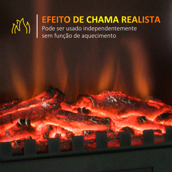 HOMCOM Lareira Elétrica Portátil 1000/2000W com Efeito de Chama Realista e Proteção Contra Superaquecimento 41,5x28x54 Preto - Image 4