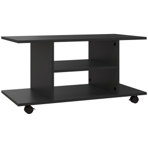 HOMCOM Móvel para TV para Televisores de até 42 Polegadas Móvel de TV com Prateleiras e Rodas com Travão 80x40x40cm Preto
