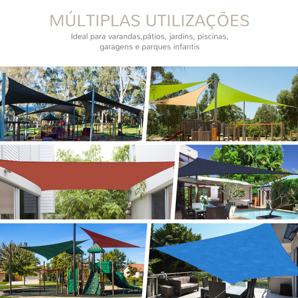 Outsunny Vela de Sombra Triangular 5x5x5 m Toldo Vela de Poliéster com Proteção UV Aneis em Forma de D e Cordas para Jardim Pátio Piscina Creme - Image 7