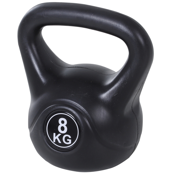 HOMCOM Peso Russo de 8 kg Kettlebell Preenchido de Areia com Punho Largo e Antiderrapante para Trenos em Casa e Ginásio 22x17x24 cm Preto
