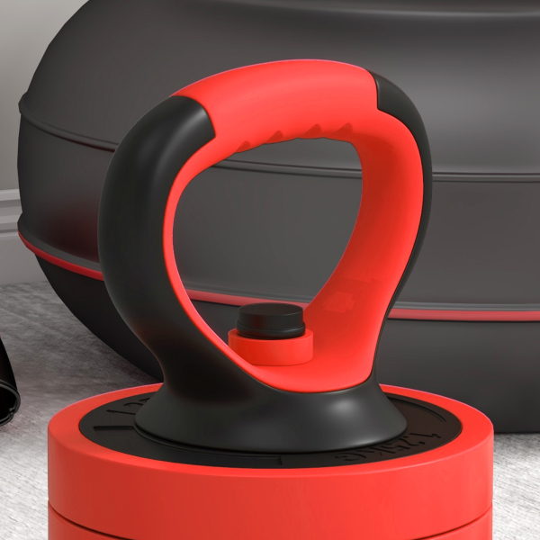 SPORTNOW Conjunto de Halteres 20kg 4 em 1 Conjunto de Pesos com Kettlebell Barra de Pesos para Treino de Força em Casa Ginásio Vermelho - Image 9