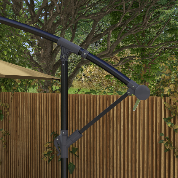 Outsunny Chapéu de Sol Excêntrico 294x193 cm Chapéu de Sol de Jardim com Base Cruzada e Manivela Impermeavel Proteção UV Marrom - Image 8