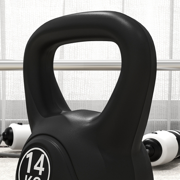 HOMCOM Peso Russo de 14 kg Kettlebell Fitness Preenchido de Areia com Punho Largo Antiderrapante 26x18x32 cm Preto - Image 9