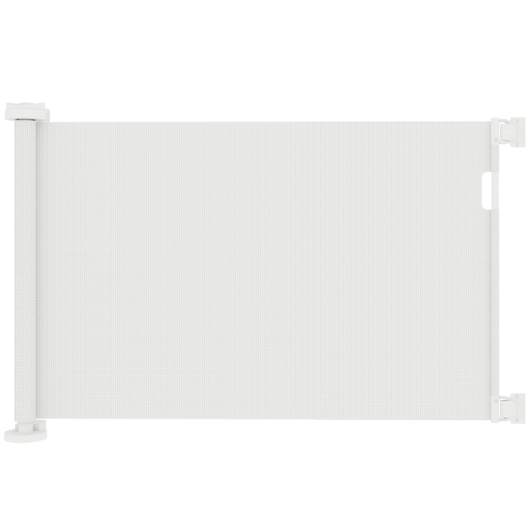 PawHut Barreira de Segurança para Cães Retrátil 0-136 cm  para Cães Pequenos com Botão de Fecho Branco