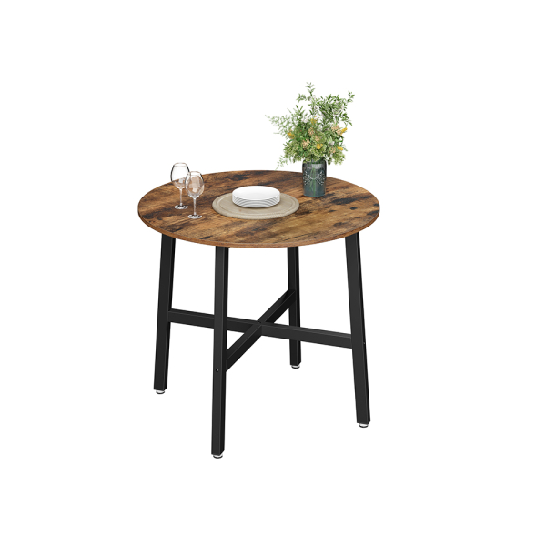 Mesa de Jantar VASAGLE, Mesa de Cozinha Redonda, para Sala de Estar, Escritório, 80 x 75 cm (Diâm. x A), Estilo Industrial, Marrom Rústico e Preto KDT080B01 - Image 2