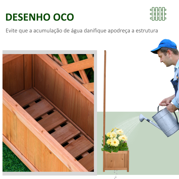 Outsunny Floreira com Treliça de Madeira Caixa de Plantio com Suporte para Plantas Trepadeiras para Cultivo de Plantas Flores Terraço Jardim Exterior 76x36x170cm Marrom - Image 6