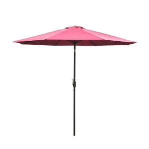 Outsunny Chapéu de Sol de Jardim Ø295x250cm com Manivela Chapéu de Sol Exterior com Mecanismo de Inclinação e Mastro Desmontável de Metal para Terraço Piscina Pátio Vinho