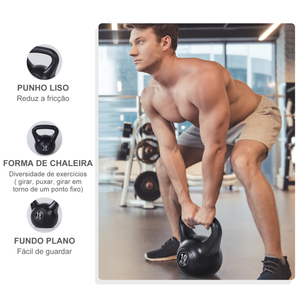 HOMCOM Peso Russo de 8 kg Kettlebell Preenchido de Areia com Punho Largo e Antiderrapante para Trenos em Casa e Ginásio 22x17x24 cm Preto - Image 6