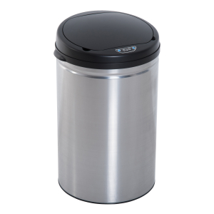 HOMCOM Balde de Lixo Inteligente de Aço Inoxidável 30L com Sensor Infravermelho de Abertura Automática Ø30,5x51,5cm Prata e Preto