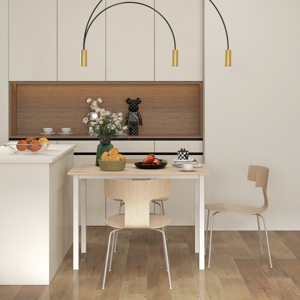 HOMCOM Mesa de Jantar Extensível para 4-6 Pessoas Mesa de Cozinha Moderna com Pés de Aço para Sala de Jantar 160x70x76 cm Madeira - Image 7