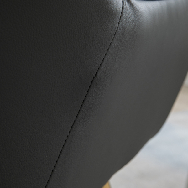 HOMCOM Poltrona de Sala de Estar Estofada em Couro Sintético e Veludo com Apoios para os Braços Pés Dourados 64x62x72,5 cm Cinza - Image 7