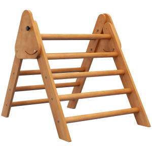HOMCOM Triângulo de Aprendizagem para Crianças acima de 3 Anos Dobrável Triângulo Pikler de Madeira 90x64x70 cm Madeira