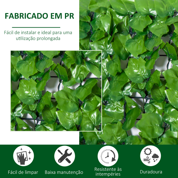 Outsunny Vedação Artificial em Rolo 3m Vedação de Privacidade para Balcão Jardim Exterior Planta Decorativa de Parede PE Verde - Image 4