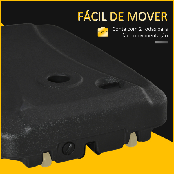 Outsunny Base de Chapéu de Sol com 2 Rodas Preenchível com Água 60kg Areia 68kg Misto 75kg Suporte de Chapéu de Sol para Jardim Pátio Terraço 80x60x15cm Preto - Image 7