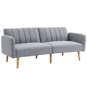 HOMCOM Sofá Cama de 2 Lugares com Encosto Ajustável em 3 Posições Apoio para os Braços Desmontável e Pés de Madeira Sofá Duplo Moderno para Sala de Estar Escritório 173x75x73cm Cinza