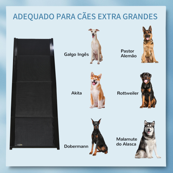 PawHut Rampa Dobrável para Cães com Superfície Antiderrapante Alça e Gancho Carga Máxima 60 kg 158x43,5x2,5 cm Preto - Image 4