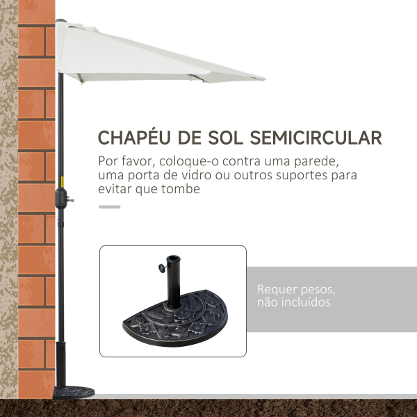 Outsunny Chapéu de Sol Semicircular 269x138x236cm Chapéu de Sol à Manivela para Jardim Terraço Pátio Piscina Creme - Image 5