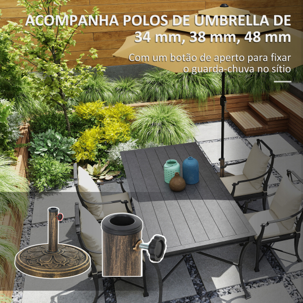 Outsunny Base para Chapéu de Sol Redonda Suporte para Chapéu de Sol  Preenchível com Cimento Peso 12 kg Ø46x33 cm Bronze - Image 4