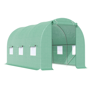 Outsunny Estufa de Cultivo para Terraço ou Jardim – Cor Verde – Tubo Aço e PE 140g/㎡ - 450x200x200 cm