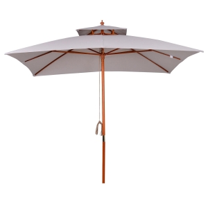 Outsunny Chapéu de Sol de Jardim com Teto Duplo Sistema de Polia Toldo de Poliéster Impermeável 300x300x297cm Cinza Claro