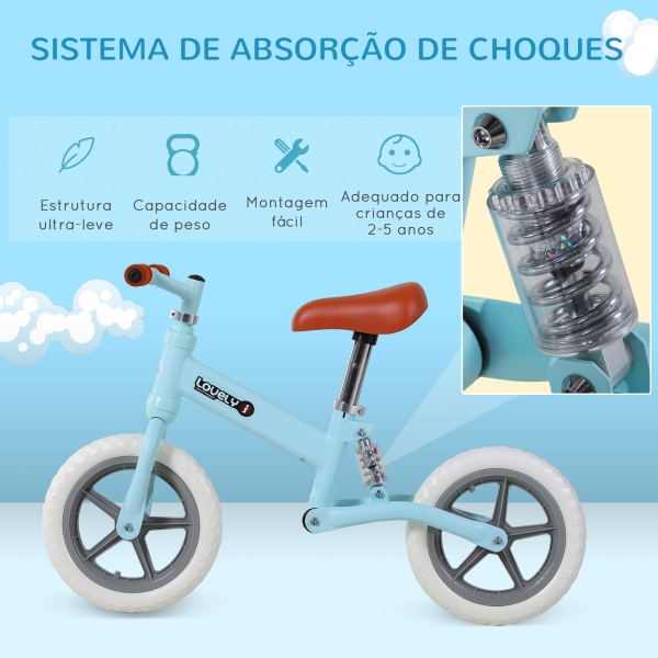 HOMCOM Bicicleta sem Pedais para Crianças entre 2-5 Anos com Assento Ajustável Rodas Antiderrapantes 85x36x54cm Azul - Image 4