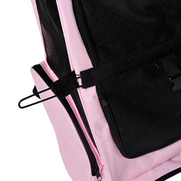 PawHut Transportadora 2 em 1 para Animais de Estimação Mochila ou Carrinho de Viagem para Cães e Gatos com 2 Rodas Alça Retrátil de Alumínio e Bolso de Armazenamento 42x25x55cm Rosa - Image 8