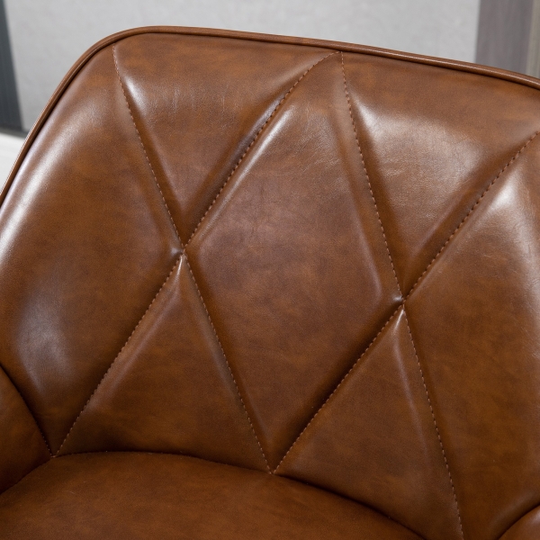 HOMCOM Conjunto de 2 Bancos Altos Estofados em PU com Encosto Alto Pés de Aço e Apoio para os Pés 50x47,5x102,5cm Marrom - Image 8