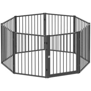 PawHut Parque para Cães com 8 Painéis 60x76 cm Parque para Cães Pequenos e Médios de Aço para Interior e Exterior Preto