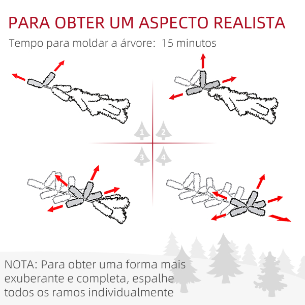 HOMCOM Árvore de Natal Artificial 180 cm com 310 Luzes LED 872 Ramos e Suporte de Metal Árvore Natalina para Interior Verde - Image 8