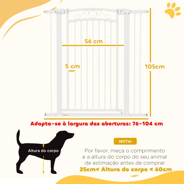 PawHut Barreira de Segurança para Cães Extensível Barreira para Animais de Estimação com Duplo Bloqueio 76-102x4x104 cm Branco - Image 3