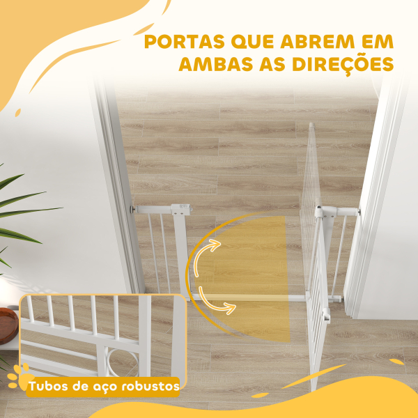 PawHut Barreira de Segurança para Cães com Largura Ajustável 76-104 cm Barreira com 2 Extensões para Escadas e Portas Branco - Image 7