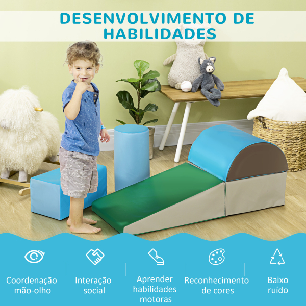 HOMCOM Conjunto de 5 Blocos de Psicomotricidade para Crianças Blocos de Construção Brinquedo para Aprendizagem Multicor - Image 7