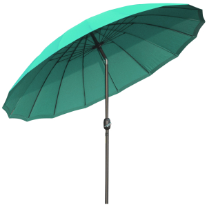 Outsunny Chapéu de Sol de Jardim Ø2,5x2,4 m com Manivela Manual Mastro Flexível Impermeável e 18 Hastes para Exterior Verde