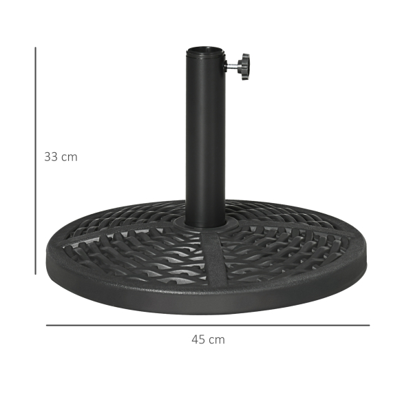 Outsunny Base de Chapéu de Sol Redonda Suporte para Chapéu de Sol Preenchido de Cimento Peso 9,5 kg para Mastros de Ø38/48 mm Preto - Image 3