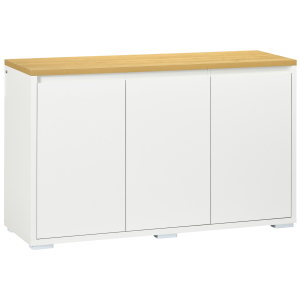 HOMCOM Aparador de Sala de Estar Armário de Armazenamento com 3 Portas e Prateleiras Ajustáveis 120x37x75 cm Branco e Madeira