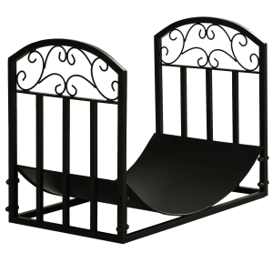 Outsunny Suporte para Lenha  de Metal com Prateleira Curva Carga 60 kg para Interior e Exterior 60,5x36x46,5 cm Preto
