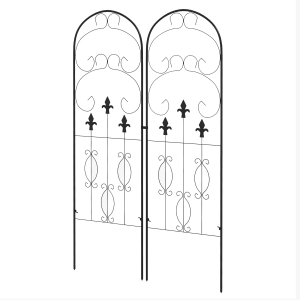 Outsunny Conjunto de 2 Treliças de Jardim Suportes para Trepadeiras de Aço com Antioxidante para Plantas no Pátio 45x150 cm Preto