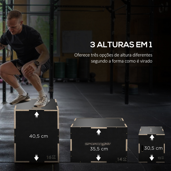 SPORTNOW Caixa Pliométrica com 3 Alturas Diferentes para Treino de Força em Casa Ginásio CrossFit Carga 120 kg 40,5x35,5x30,5 cm Preto - Image 4