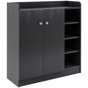 HOMCOM Sapateira com 2 Portas Prateleiras Interiores e 4 Prateleiras Exteriores com Altura Ajustável 83x30x90 cm Preto