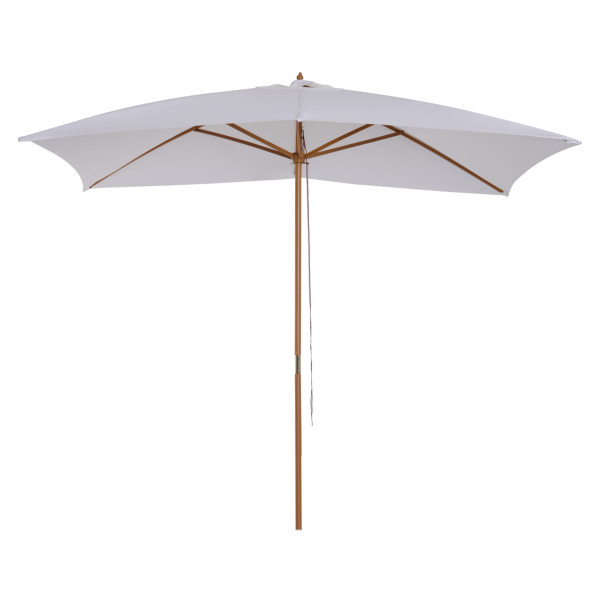 Outsunny Chapéu de Sol de Jardim com Sistema de Poleia Teto Ventilado e Mastro de Madeira para Exterior 2,95x2x2,55m Branco