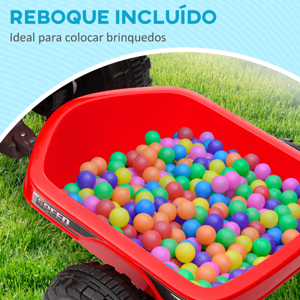 HOMCOM Quadriciclo Elétrico para Crianças com Reboque Bateria 6V de 18-36 Meses com Velocidade 2,5 km/h 106x41,5x48,5 cm Vermelho - Image 4