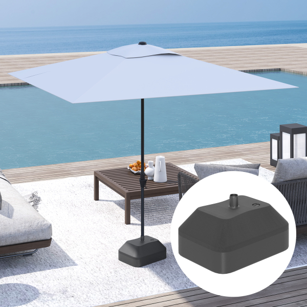 Outsunny Base para Chapéu de Sol Suporte para Chapéu de Sol Preenchível com Água 20L ou Areia 24kg 43x33x25 cm Preto - Image 8