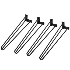 HOMCOM Pernas de mesa tipo pernas de garfo de 4 peças 3 hastes Pés de aço resistentes para móveis com protetores pretos Acessórios incluídos 12x12x71cm