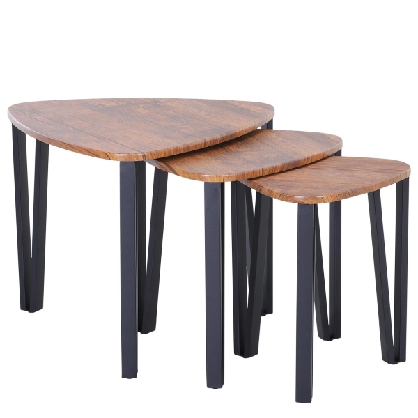 HOMCOM Conjunto de 3 Mesas de Café Nido Mesa de Café Moderna Mesa Auxiliar Mesas de Café para sala de estar 56x54.2x45.4 cm - Image 4
