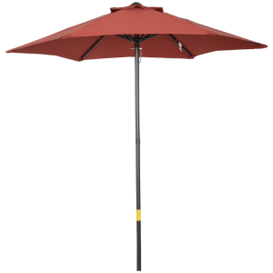 Outsunny Chapéu de Sol de Jardim Ø2x2 m Chapéu de Sol com Mastro de Alumínio Manivela Desmontável Terracota